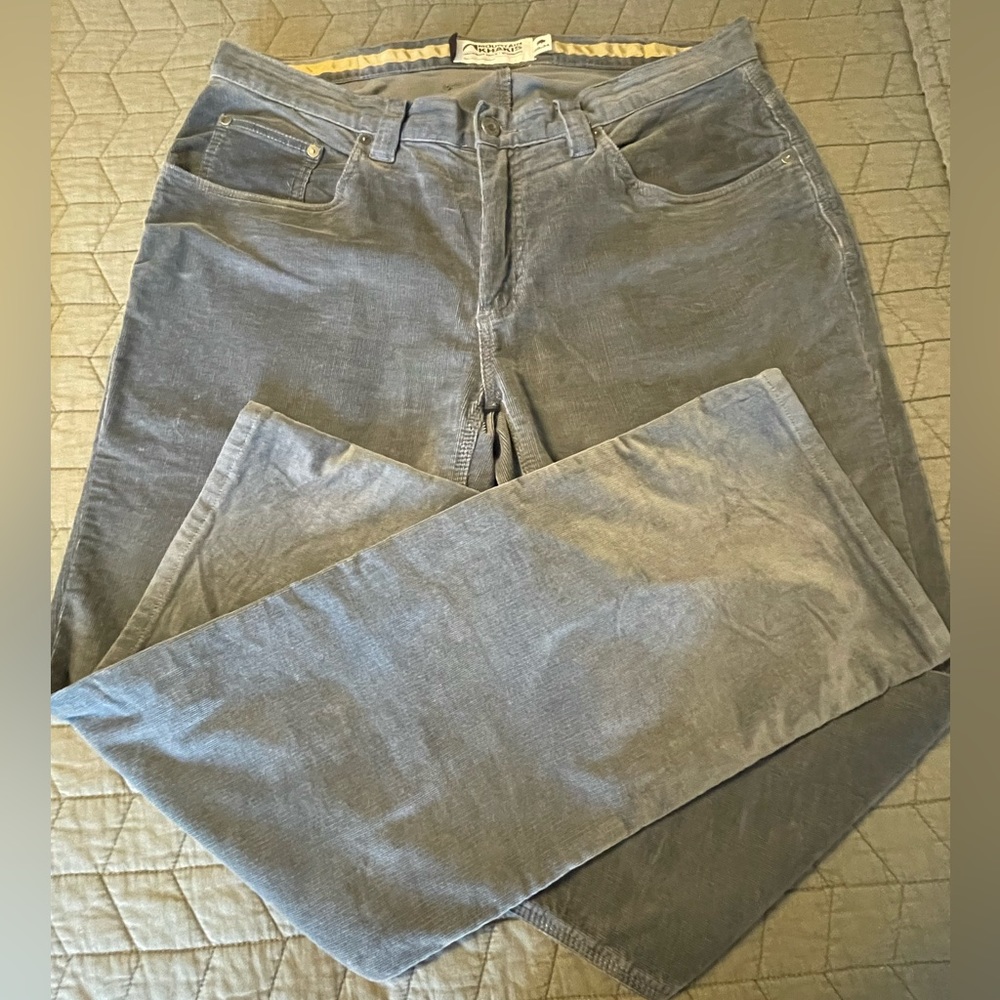 Men’s Mountain Khakis classic fit cords 38x34, medium gray, gussetted crotch